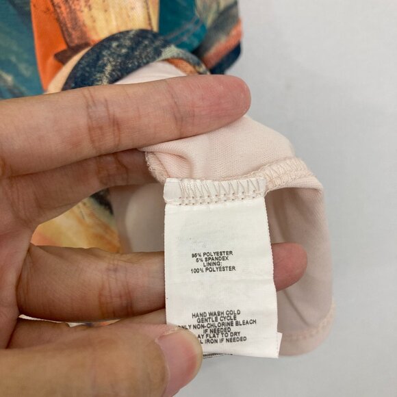 Cocomo size 3X Colorful V neck Tie Front Stretch Flutter Sleeve Mesh Lined Top - Picture 8 of 10